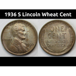 1936 S Lincoln Wheat Cent -...