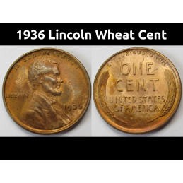 1936 Lincoln Wheat Cent - uncirculated wheat penny with interesting toning