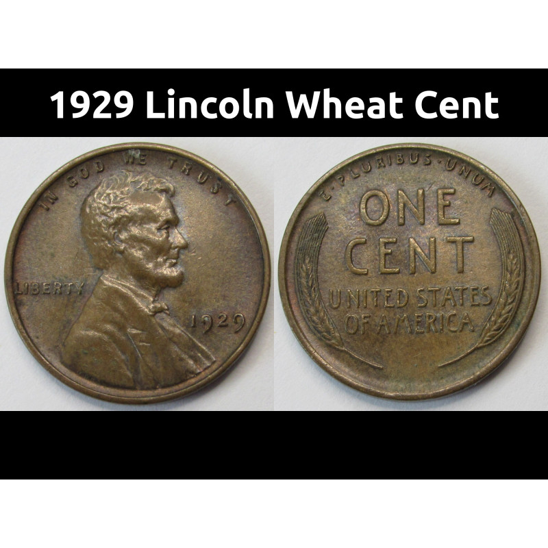 1929 Lincoln Wheat Cent - higher grade American wheat penny
