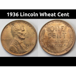 1936 Lincoln Wheat Cent - uncirculated antique American wheat penny