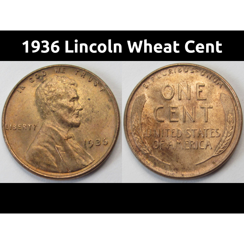 1936 Lincoln Wheat Cent - uncirculated antique American wheat penny