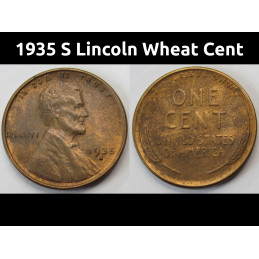 1935 S Lincoln Wheat Cent - better date San Francisco mintmark wheat penny