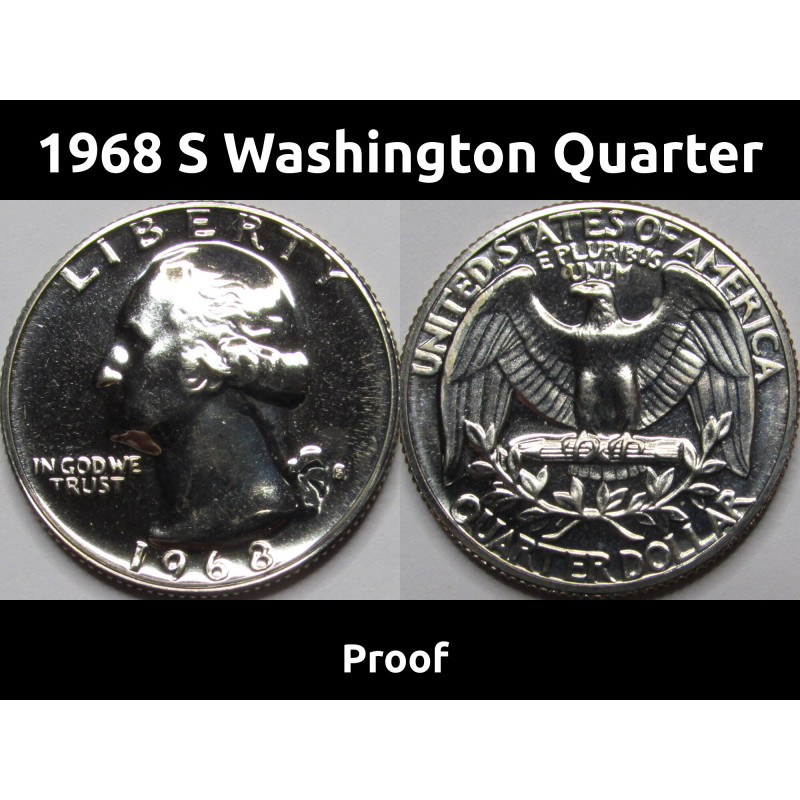 1968 S Washington Quarter - brilliant proof finish vintage quarter