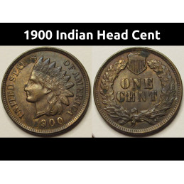 1900 Indian Head Cent - high grade turn of the century penny with original luster