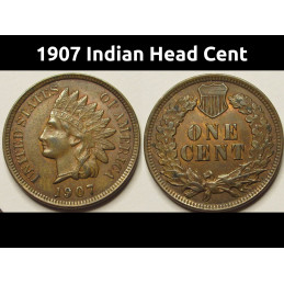 1907 Indian Head Cent - uncirculated antique American penny