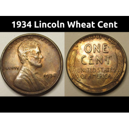 1934 Lincoln Wheat Cent - uncirculated Great Depression era antique penny
