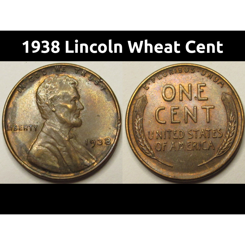 1938 Lincoln Wheat Cent - uncirculated condition antique American wheat penny