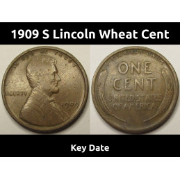 1909 S Lincoln Wheat Cent -...