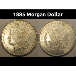1885 Morgan Dollar - antique uncirculated American silver dollar coin