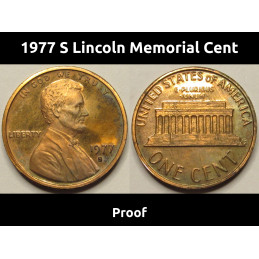 1977 S Lincoln Memorial Cent - vintage American proof penny