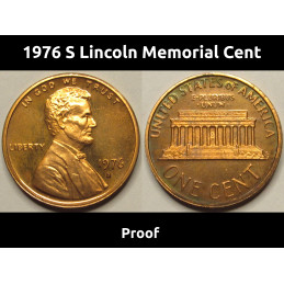 1976 S Lincoln Memorial Cent - vintage American proof penny