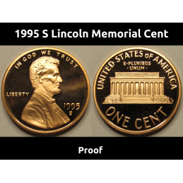 1995 S Lincoln Memorial Cent - vintage American proof penny