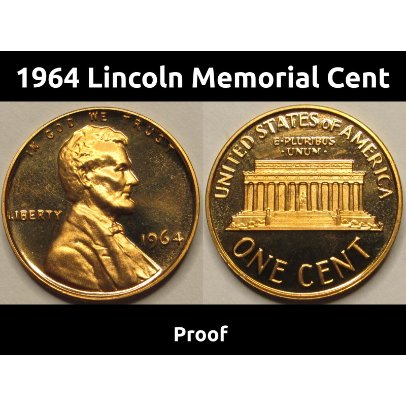 1964 Lincoln Memorial Cent - brilliant proof - vintage American penny