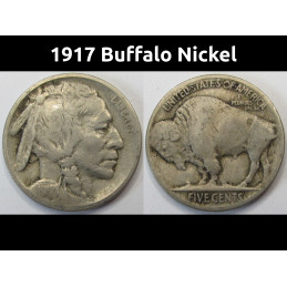 1917 Buffalo Nickel - antique American Indian five cent coin