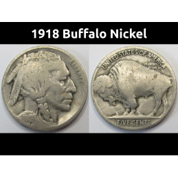 1918 Buffalo Nickel - antique American Indian Head design coin
