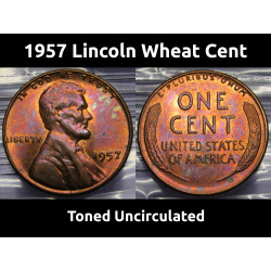 1957 toned Lincoln Cent -...
