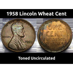 1958 toned Lincoln Cent -...