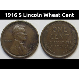 1916 S Lincoln Wheat Cent - antique higher grade American wheat epnny
