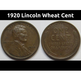 1920 Lincoln Wheat Cent - antique higher grade American wheat penny