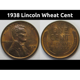 1938 Lincoln Wheat Cent - uncirculated American wheat penny