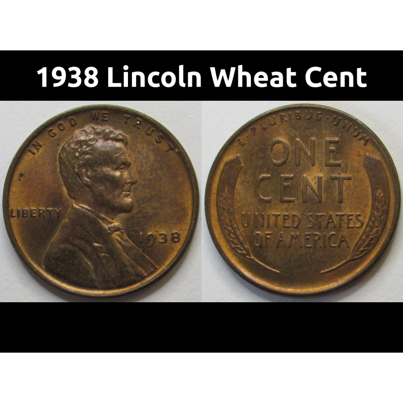 1938 Lincoln Wheat Cent - uncirculated American wheat penny