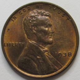 1938 Lincoln Wheat Cent - uncirculated American wheat penny