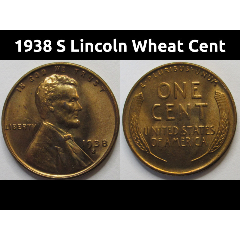1938 S Lincoln Wheat Cent - ujncirculated American wheat penny