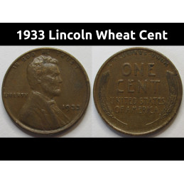 1933 Lincoln Wheat Cent - higher grade Great Depression era wheat penny