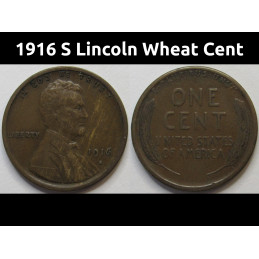 1916 S Lincoln Wheat Cent - striped toned San Francisco mintmark penny