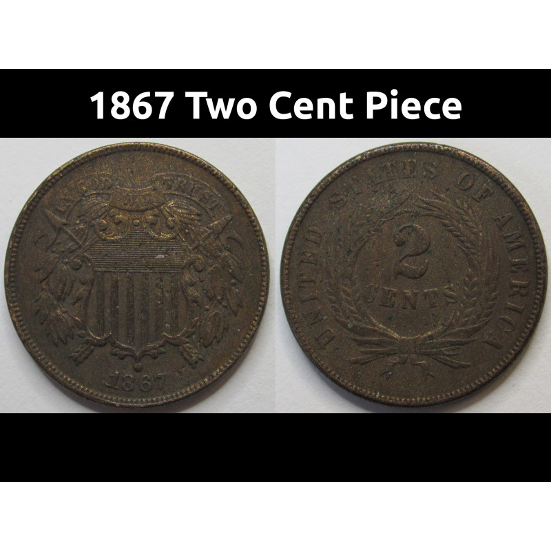 1867 Two Cent Piece - Reconstruction era American copper coin